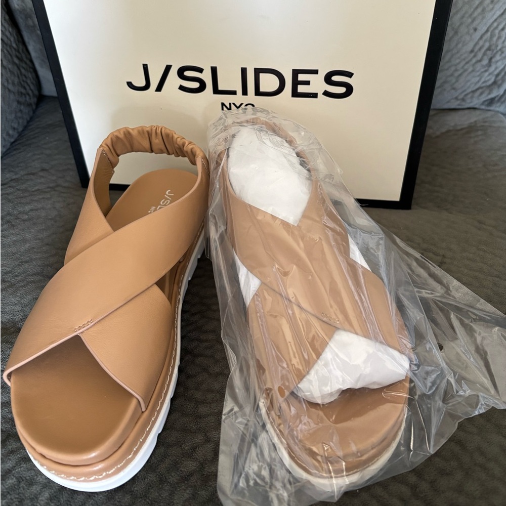 NEW J/Slides ‘Resa’ Women's Tan Leather Sandals